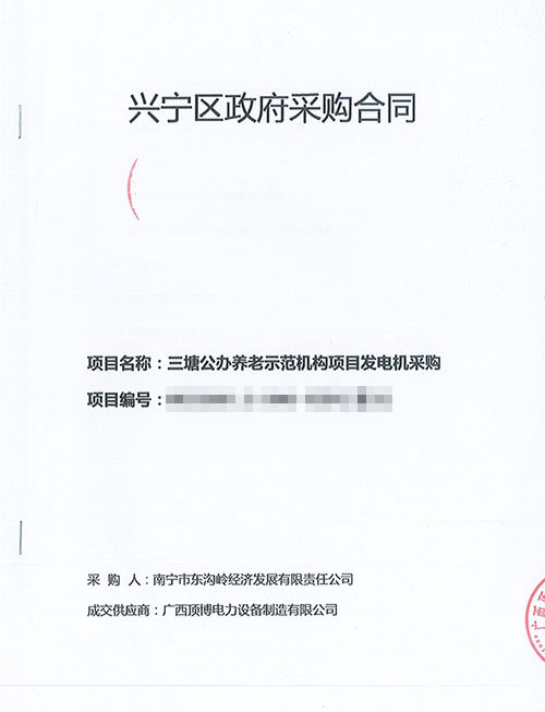 南寧三塘公辦養老示范機構項目100千瓦柴油發電機組